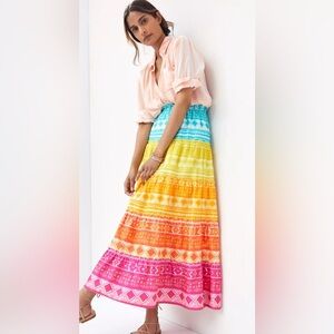 Anthropologie Geisha Designs Vibrant Multicolor Maxi Skirt